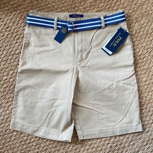 Boys khaki shorts with belt boys size 14 NWT